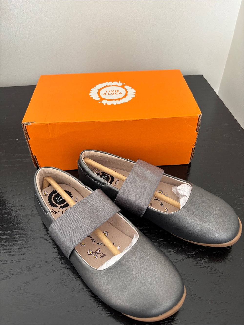Brand New in Box Livie & Luca Pewter Dress Shoes size 3Y